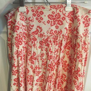 Coral and beige print skirt